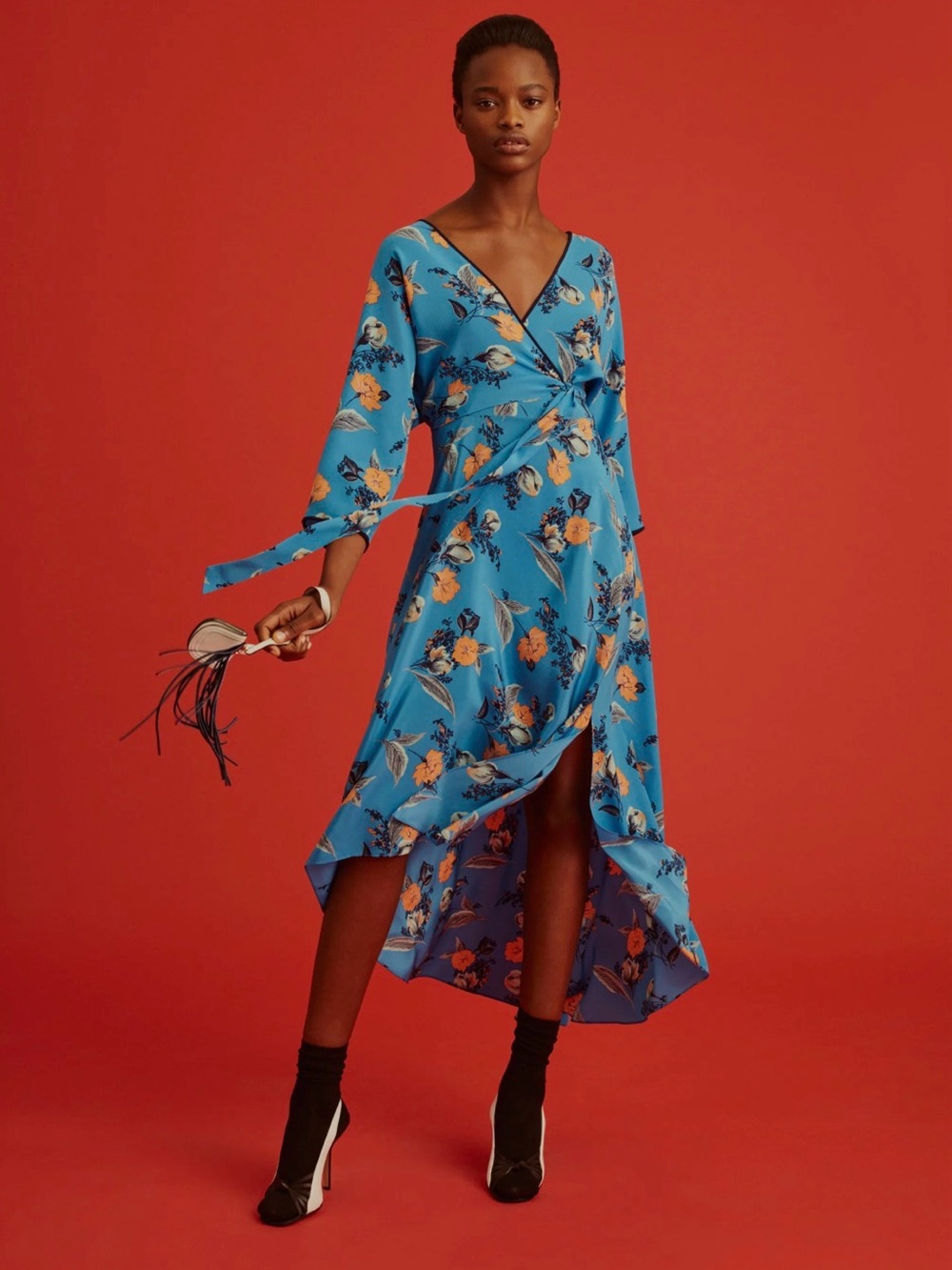 Diane von Furstenberg Asymmetric Floral Wrap Dress